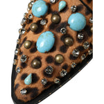Dolce & Gabbana Brown Leopard Hair Crystal Dress Broque Shoes Dolce & Gabbana Dark Slate Gray