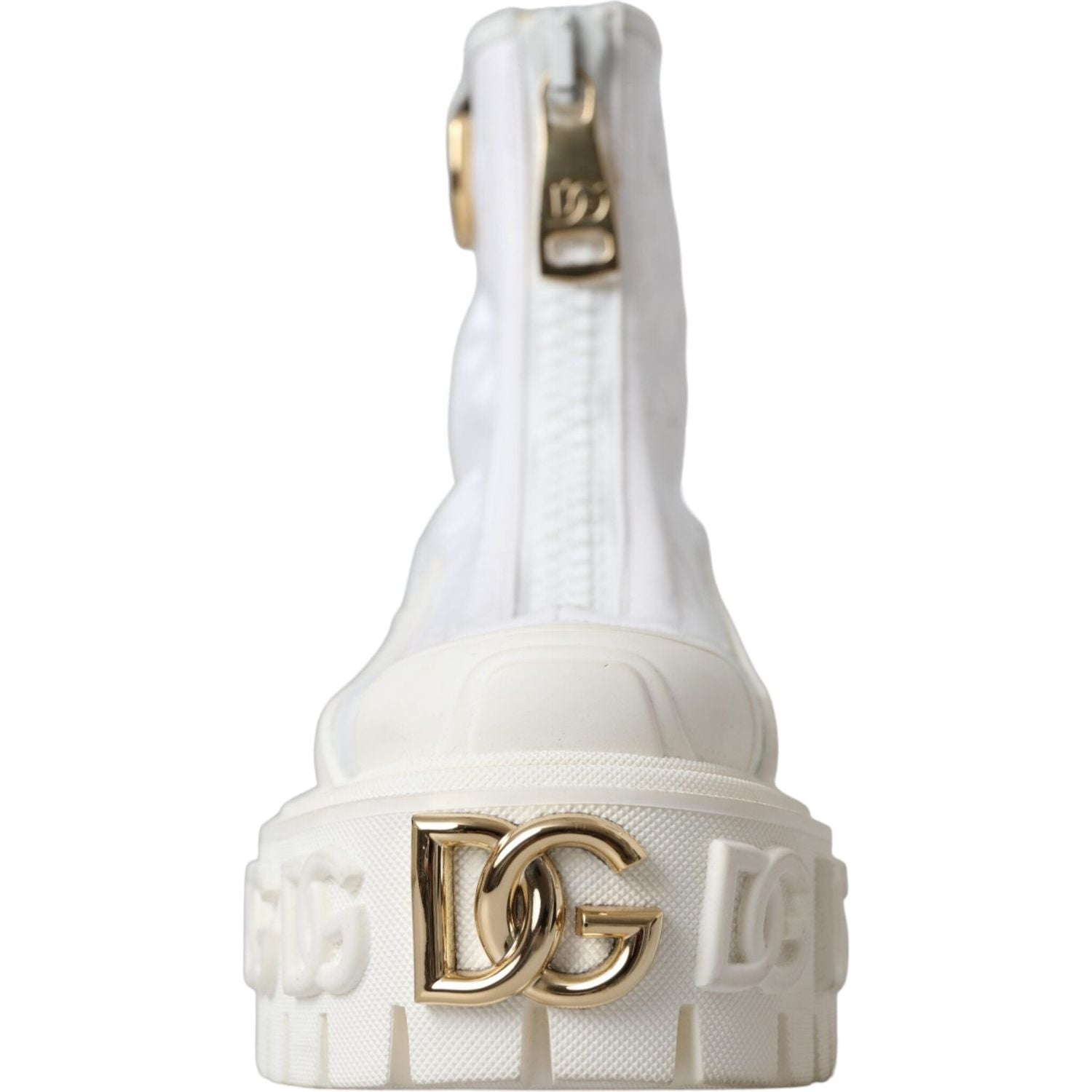 حذاء Dolce &amp; Gabbana من الجلد الأبيض المطاطي بشعار
