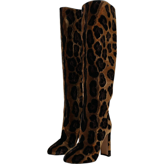 Dolce & Gabbana Brown Giraffe Velvet Leather Boots Shoes 1728,67345645728,Boots - Women - Shoes,Brown,Dolce & Gabbana,EU36/US5.5,Material: 90% Viscose velvet 10% Leather,New with tags,Shoes,Women - Shoes Dolce & Gabbana LA11142-36