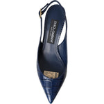 Dolce & Gabbana Dark Blue Croc Leather Slingbacks Shoes LA11160-38