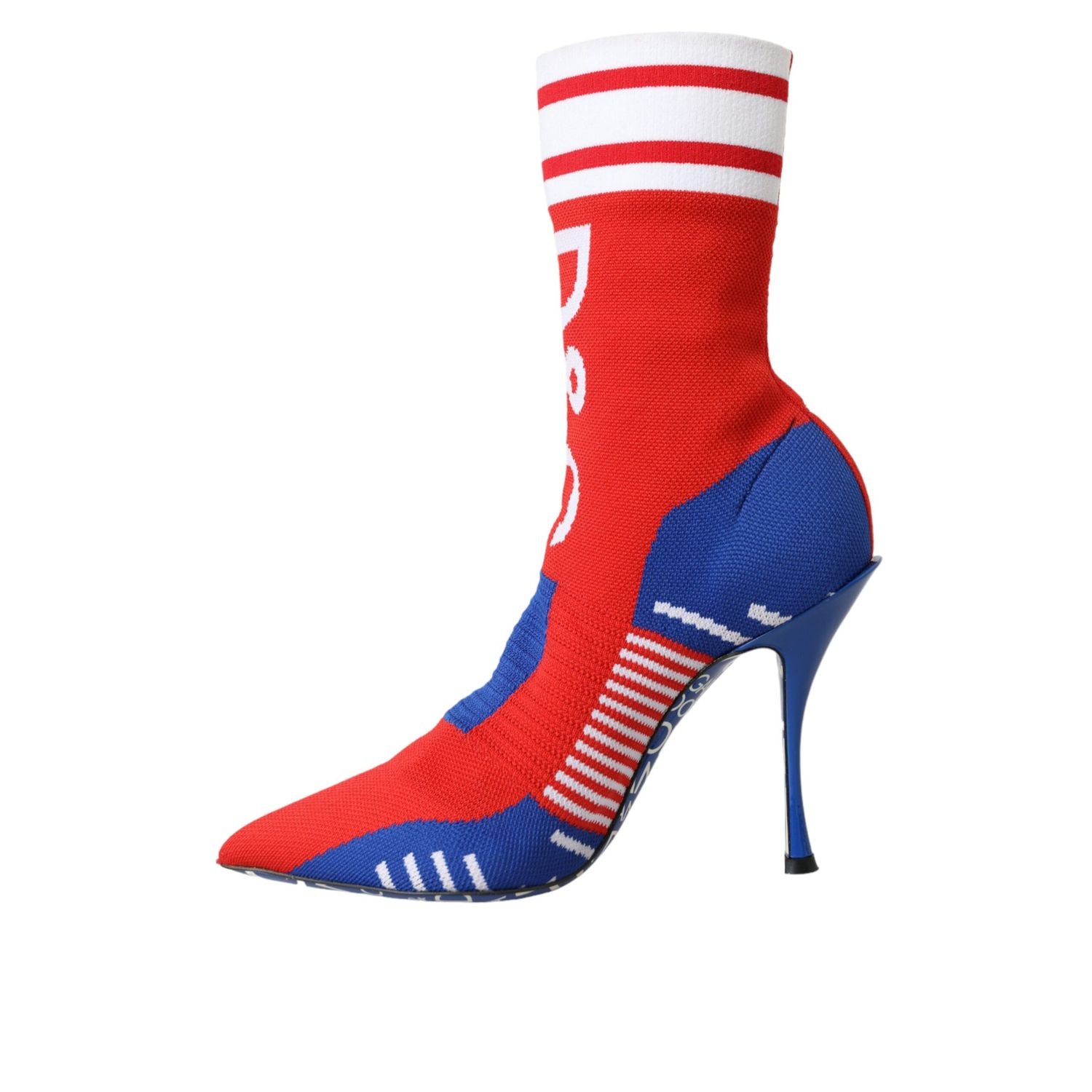 Dolce & Gabbana Red Blue Stretch Sock Style Ankle Boots Logo Shoes