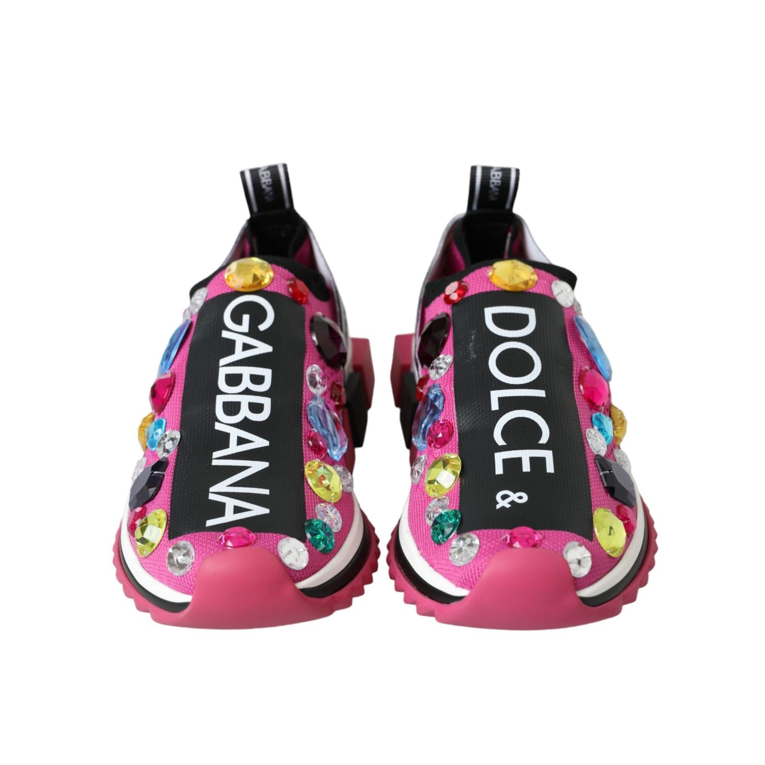 Dolce & Gabbana Pink Sorrento Crystals Sneakers Shoes