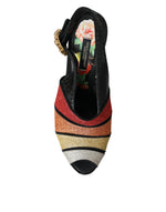 Dolce & Gabbana Multicolor Floral Crystal Platform Sandals Shoes LA10982-37