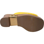 Dolce & Gabbana Yellow Leather Wood Mule Wedge Slides Shoes LA11014-39.5