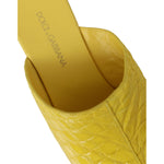 Dolce & Gabbana Yellow Leather Wood Mule Wedge Slides Shoes LA11014-39.5
