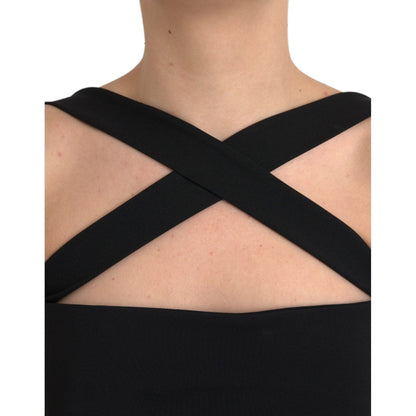 Dolce & Gabbana Black Sheath Halter Sleeveless Midi Dress