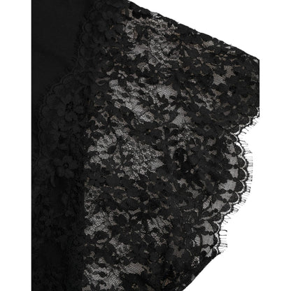 Dolce & Gabbana Black Sacred Heart Print Cotton Lace T-shirt