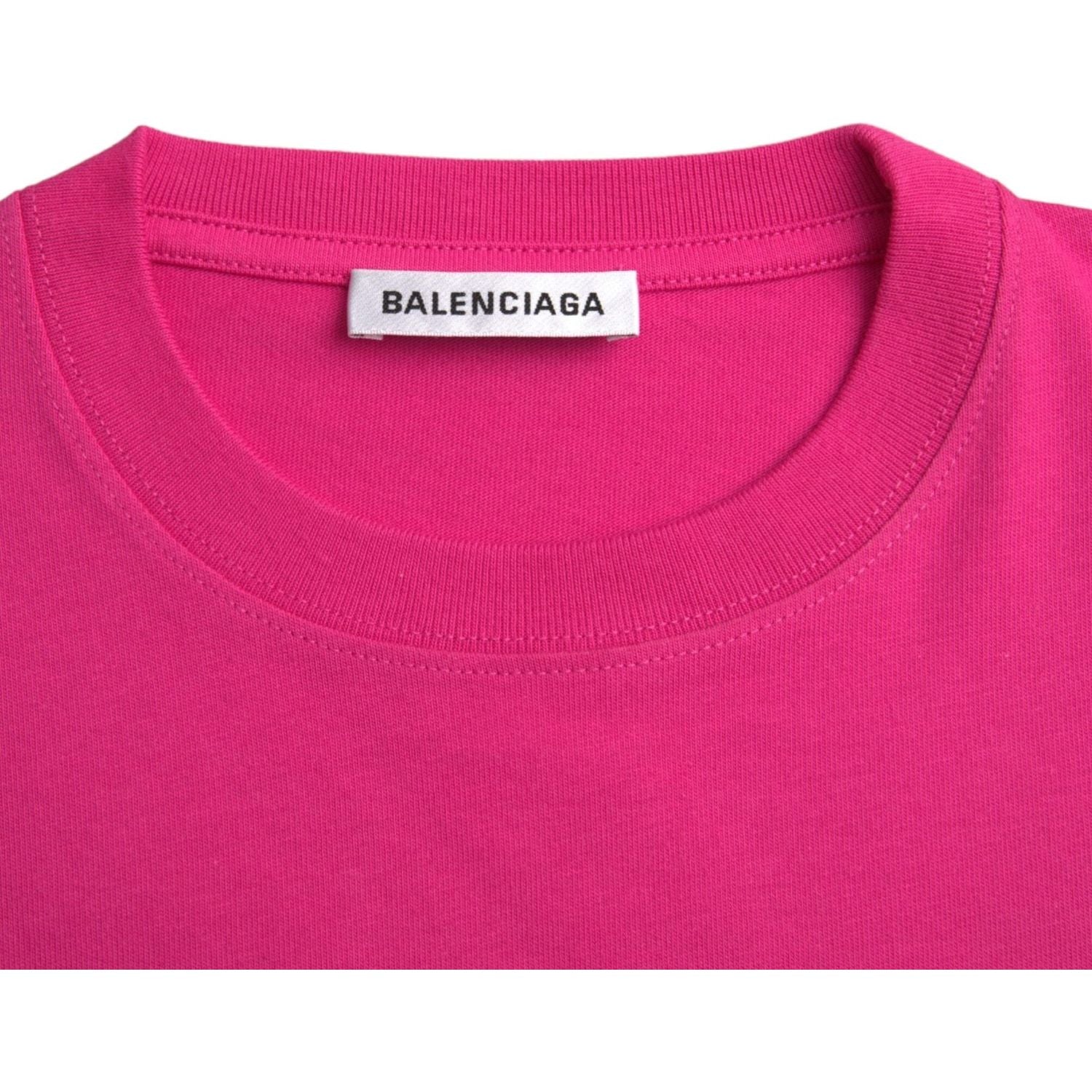 تي شيرت Balenciaga باللون الوردي من القطن برقبة دائرية وأكمام قصيرة