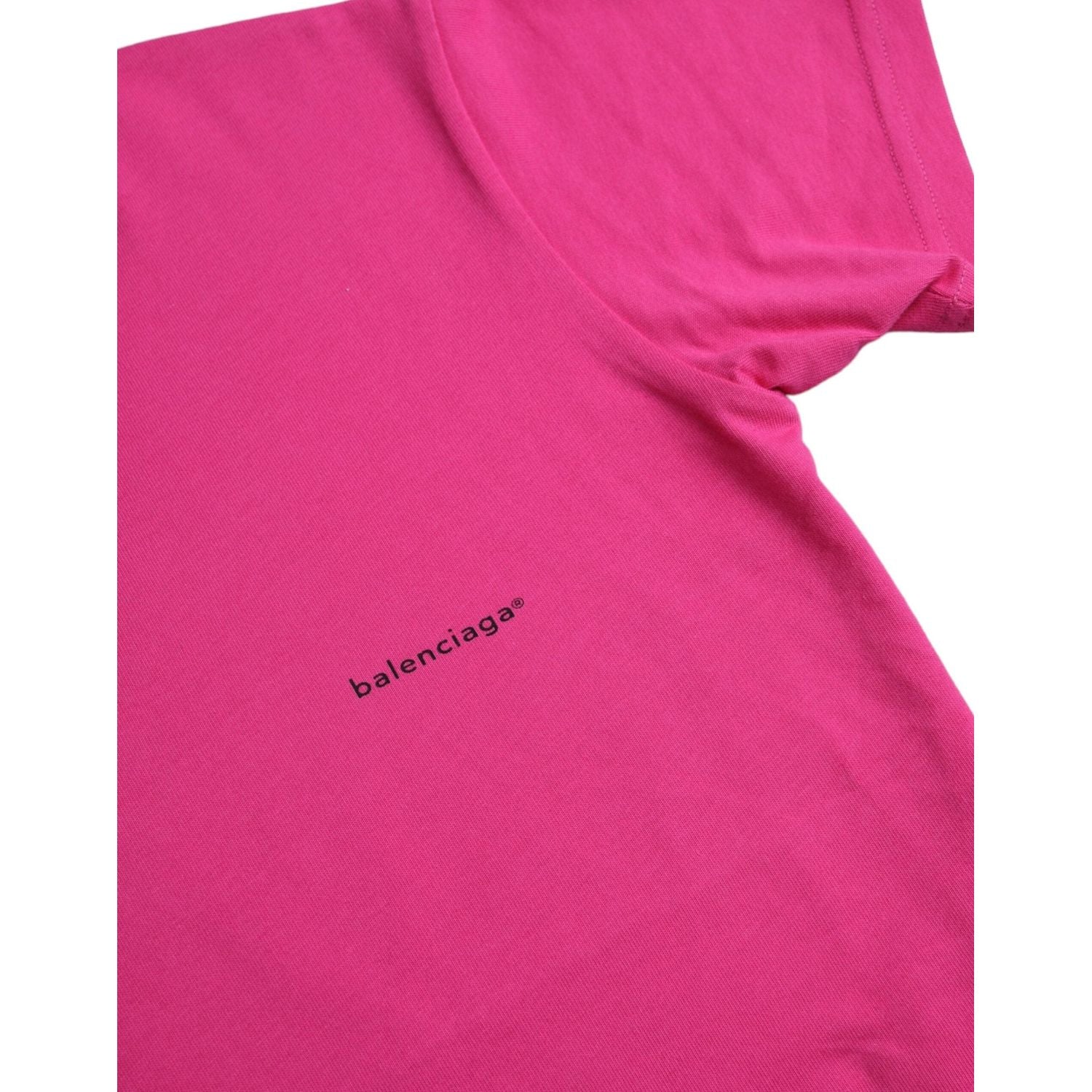 تي شيرت Balenciaga باللون الوردي من القطن برقبة دائرية وأكمام قصيرة