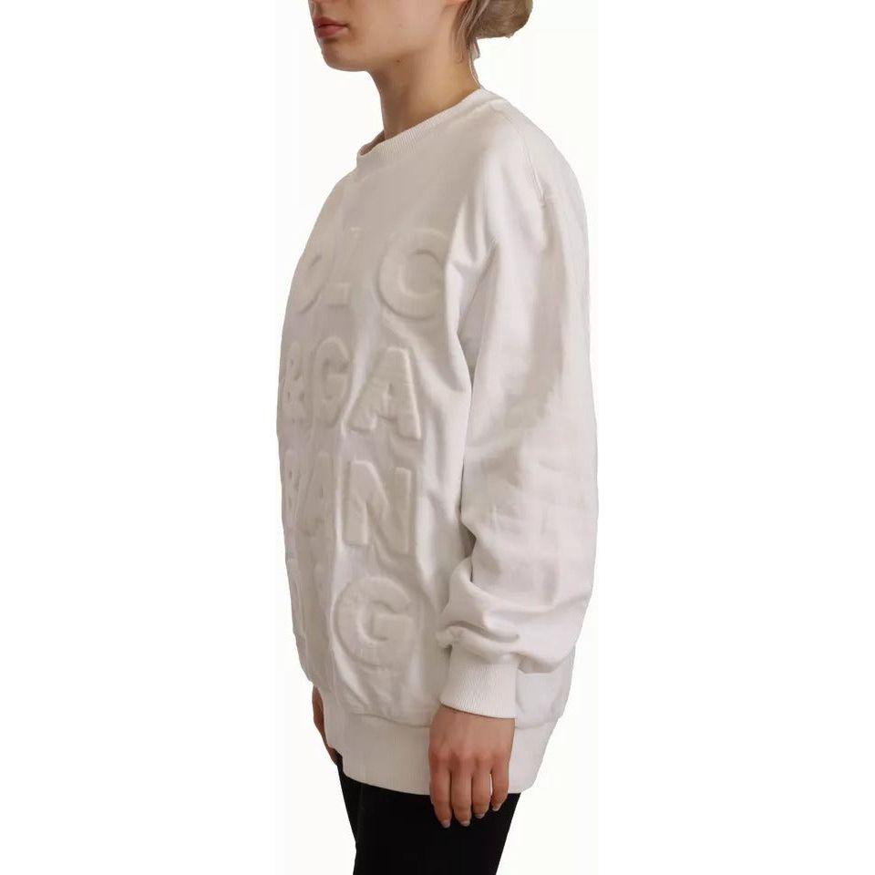 سويت شيرت من القطن منقوش بشعار دولتشي آند غابانا باللون الأبيض