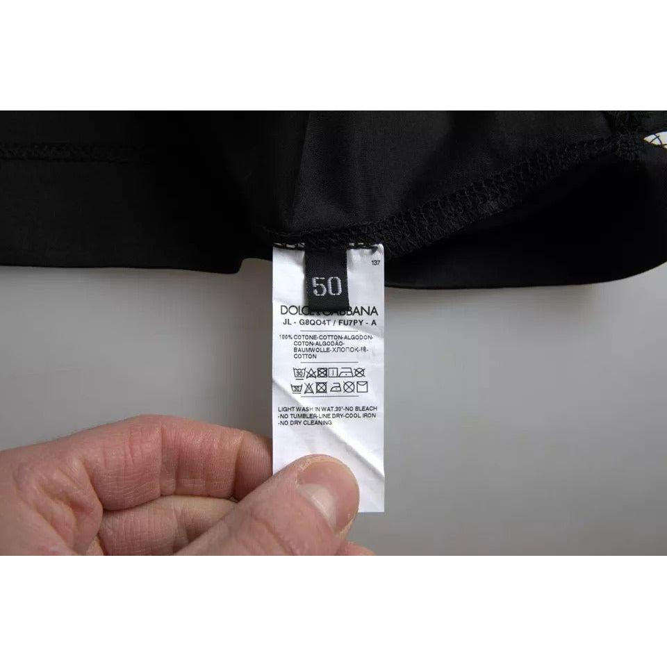 تي شيرت بولو من القطن بشعار دولتشي آند غابانا باللون الأسود