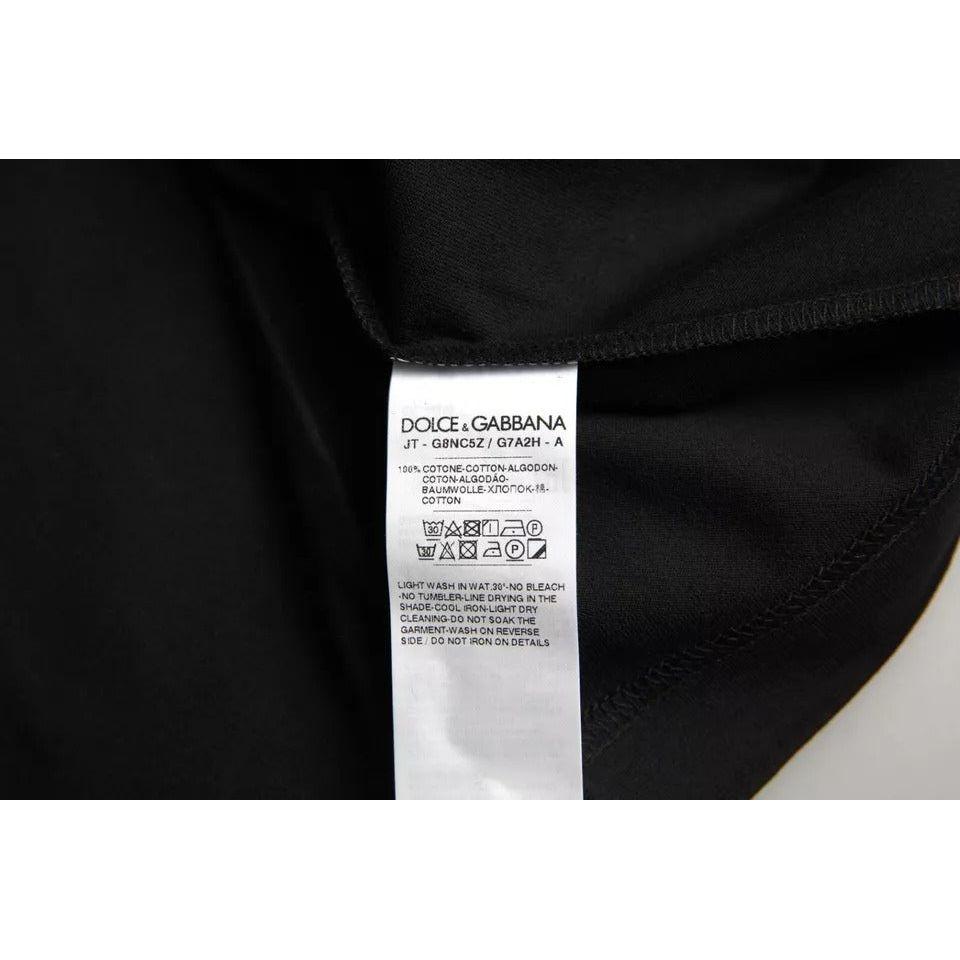تي شيرت Dolce &amp; Gabbana من القطن برقعة شعار سوداء ورقبة دائرية