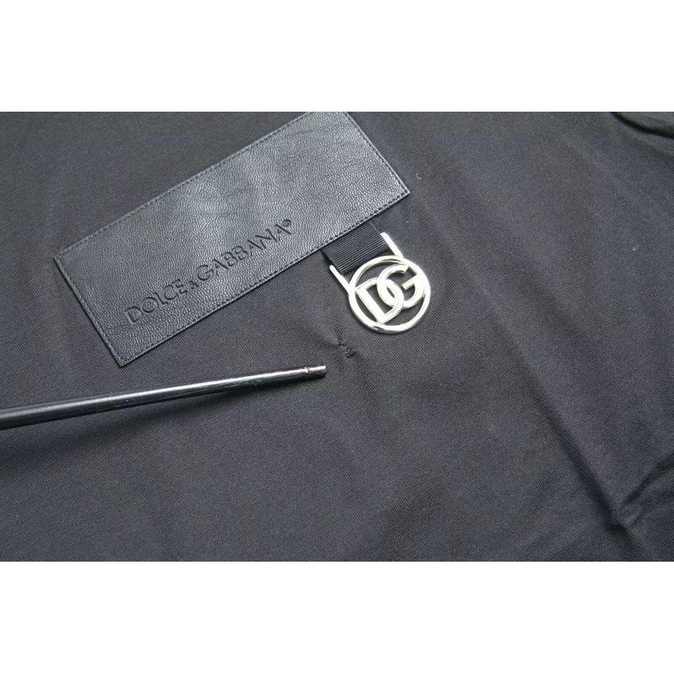 تي شيرت Dolce &amp; Gabbana من القطن برقعة شعار سوداء ورقبة دائرية