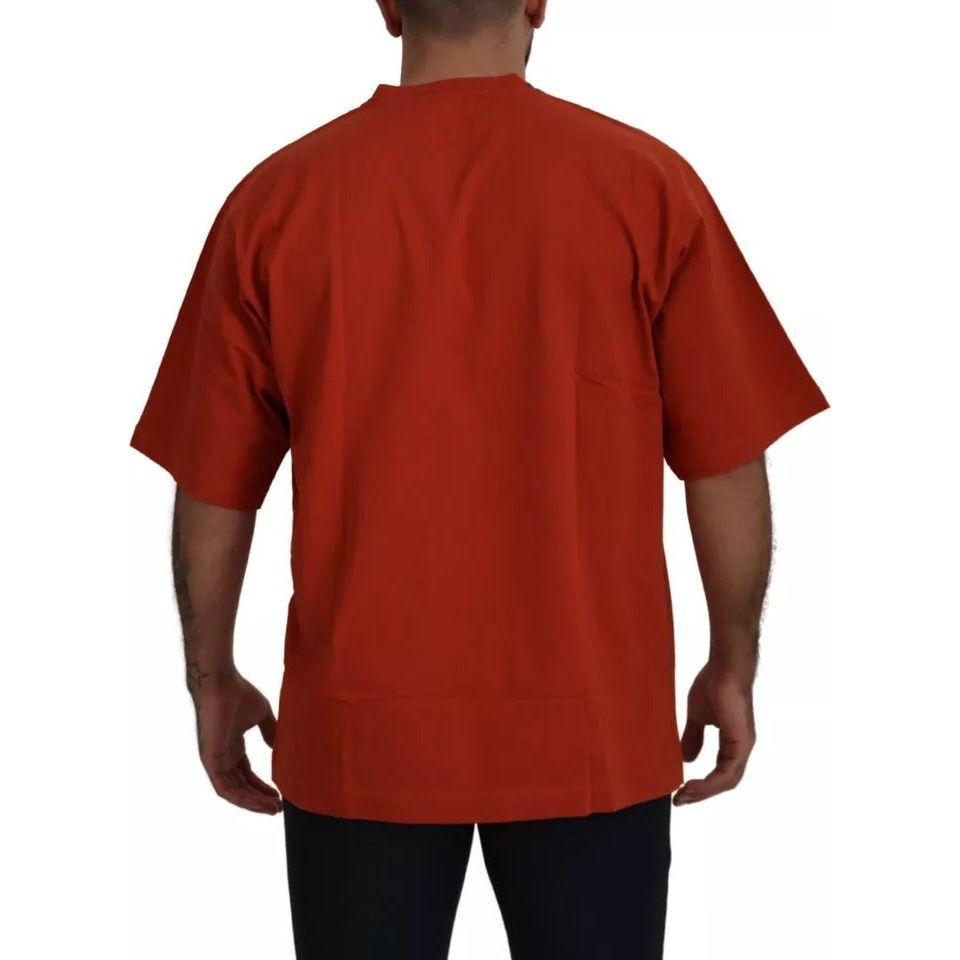 تي شيرت Dolce &amp; Gabbana من القطن بتطريز شعار أحمر