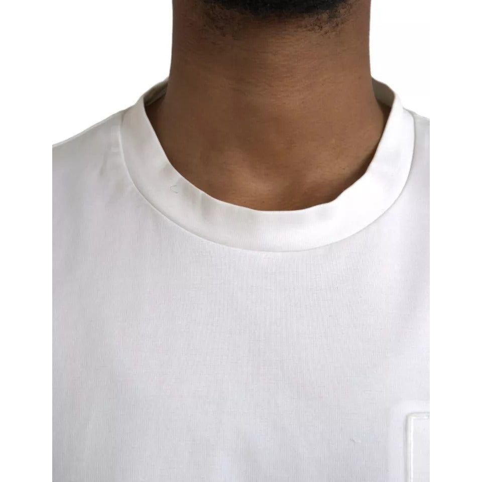 تي شيرت Dolce &amp; Gabbana من القطن الأبيض المنقوش بشعار