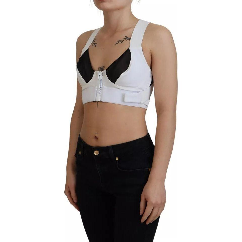 بلوزة قصيرة بدون أكمام من الفيسكوز باللون الأبيض من دولتشي آند غابانا