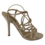 Dolce & Gabbana Gold Silk Ankle Strap Heels Sandals Shoes LA7709-37