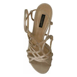 Dolce & Gabbana Gold Silk Ankle Strap Heels Sandals Shoes LA7709-37