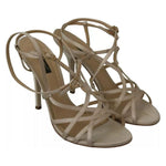 Dolce & Gabbana Gold Silk Ankle Strap Heels Sandals Shoes LA7709-37
