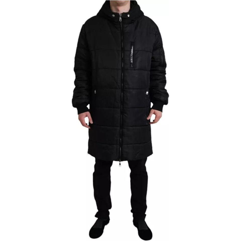 Dolce & Gabbana Black Nylon Hooded Parka Coat Winter Jacket