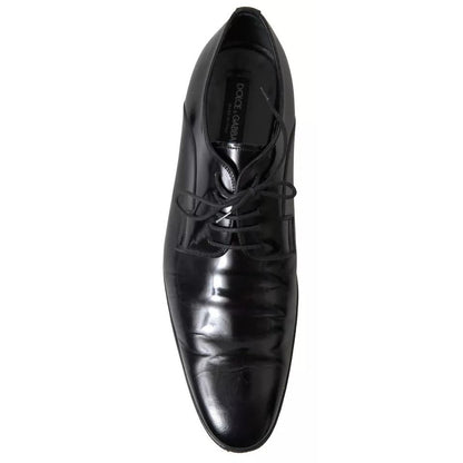 Dolce & Gabbana Black Polished Leather Formal Dress Shoes top view