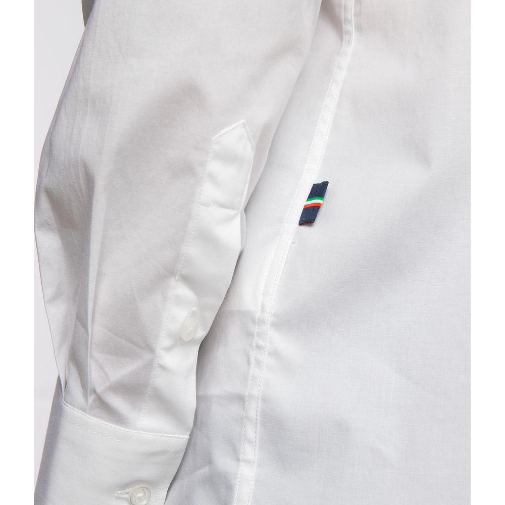 قميص Aeronautica Militare Slim Fit من القطن باللون الأبيض مع شعار النسر