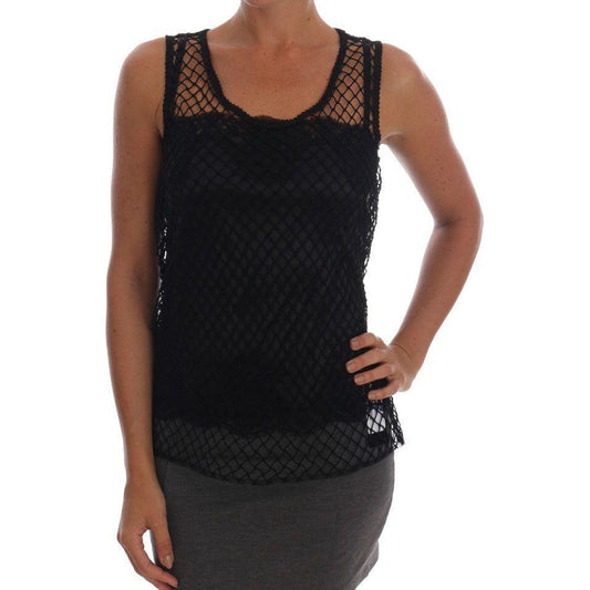 Dolce & Gabbana Elegant Black Lace Sleeveless Cami Blouse Dolce & Gabbana Black