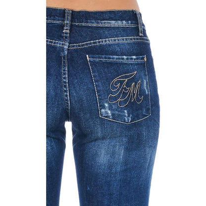 Frankie Morello Blue Cotton Women Jeans
