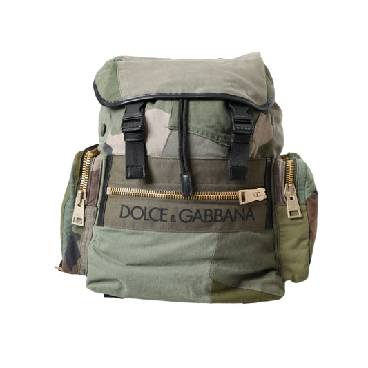 Dolce & Gabbana Military Green Patchwork Rucksack Backpack Bag