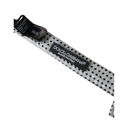 Dolce & Gabbana Gray Silk Polka Dot Adjustable Neck Men Papillon Bow Tie