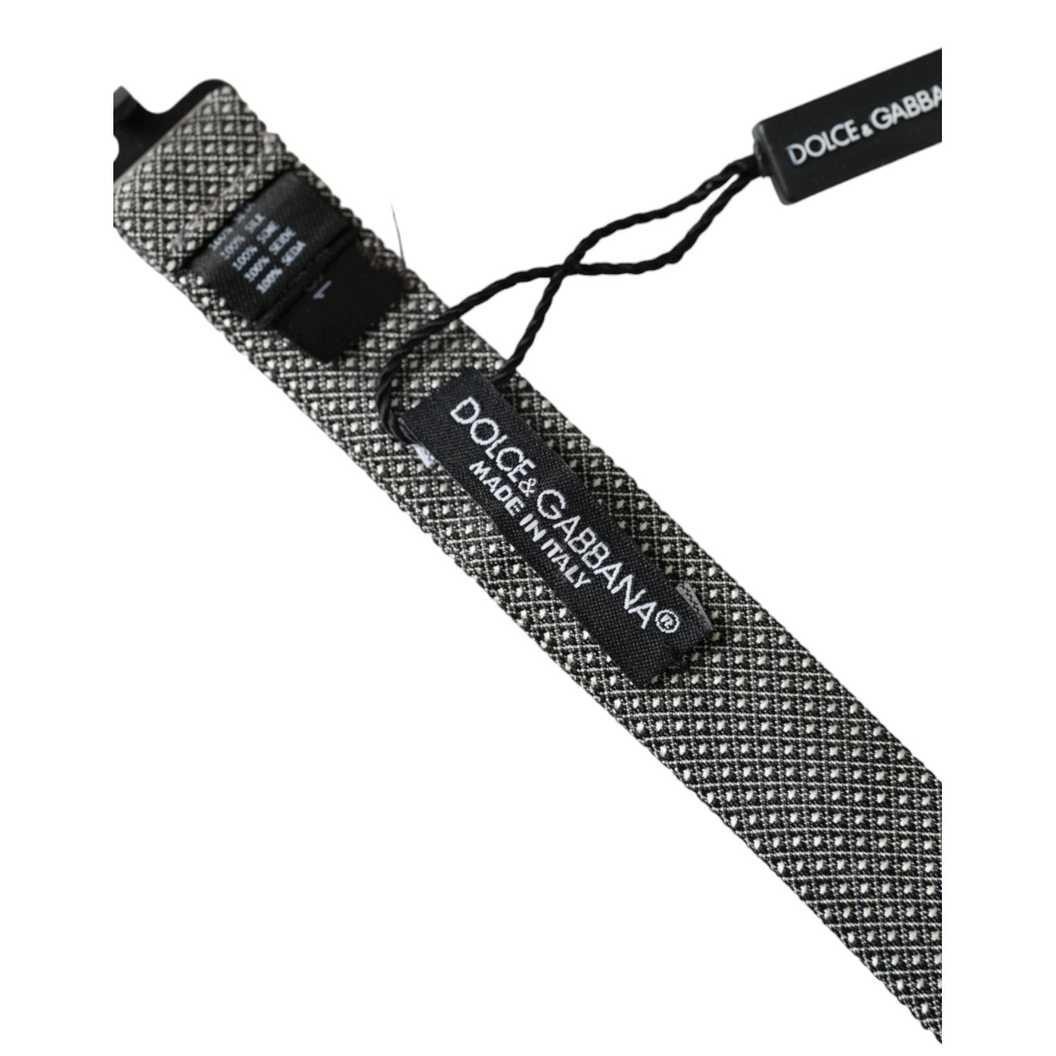 ربطة عنق بابيلون منقوشة من الحرير باللون الرمادي للرجال من دولتشي آند غابانا