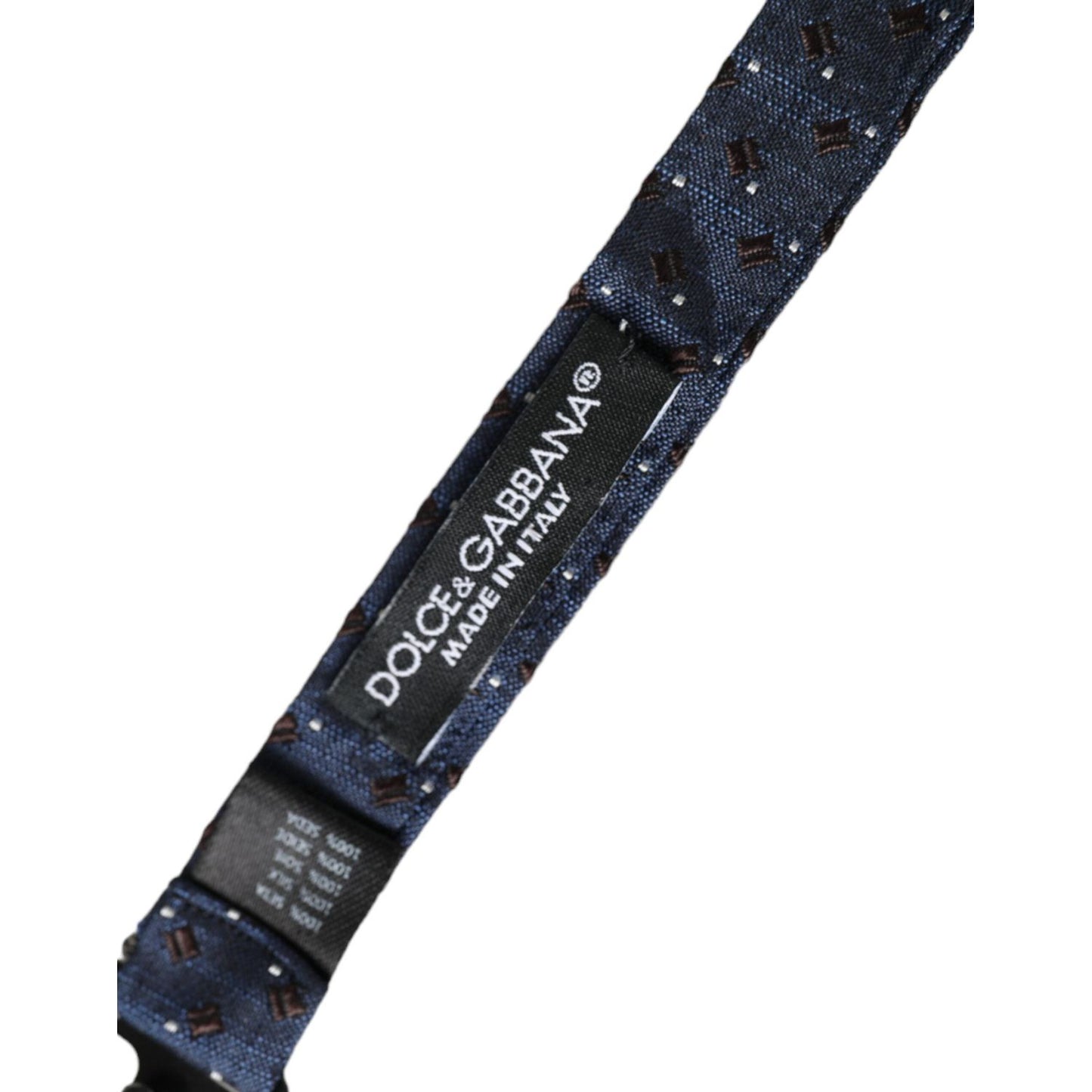 Dolce & Gabbana Navy Blue Silk Patterned Adjustable Men Papillon Bow Tie