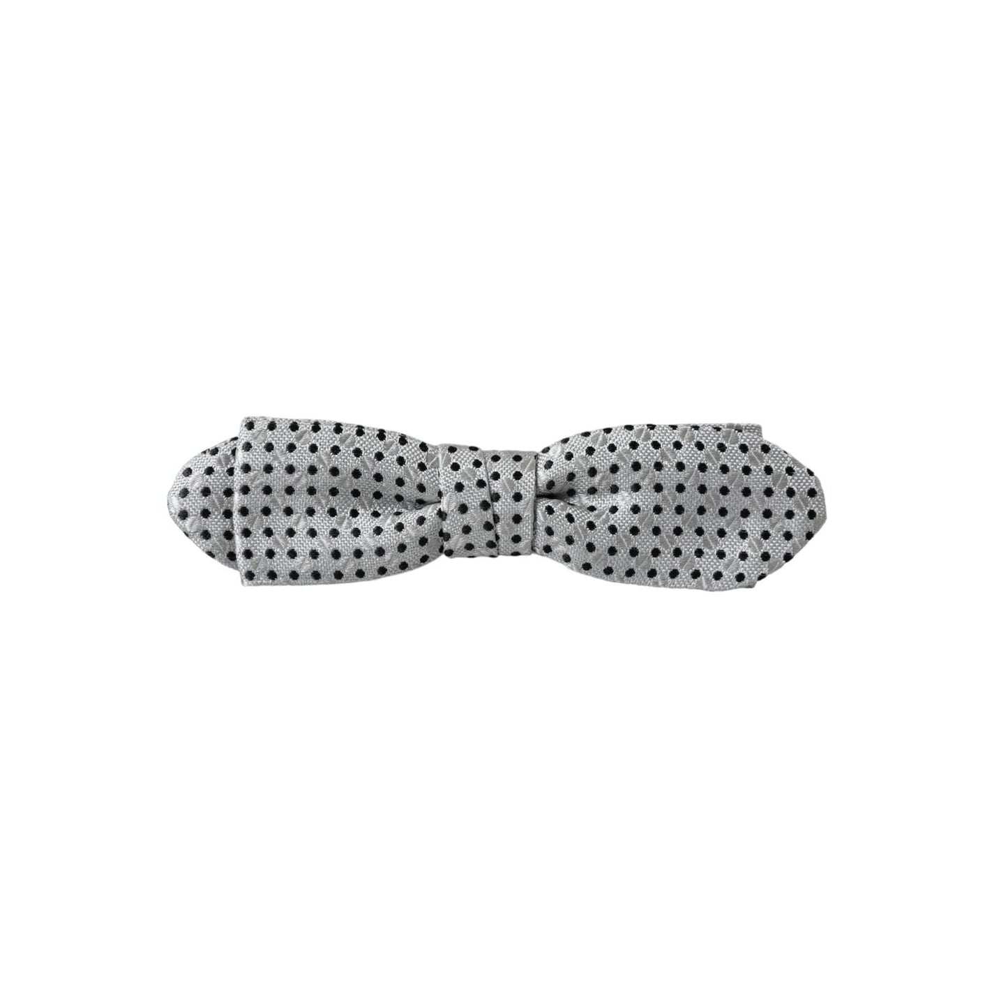 Dolce & Gabbana Gray Silk Polka Dot Adjustable Neck Men Papillon Bow Tie
