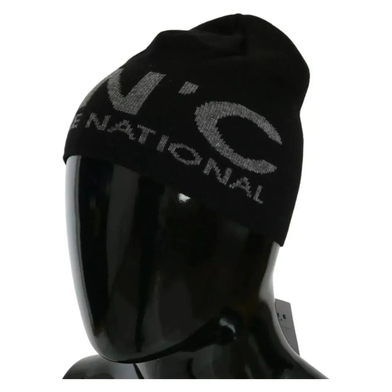 Costume National Black Wool Blend Branded Beanie Hat Costume National Black