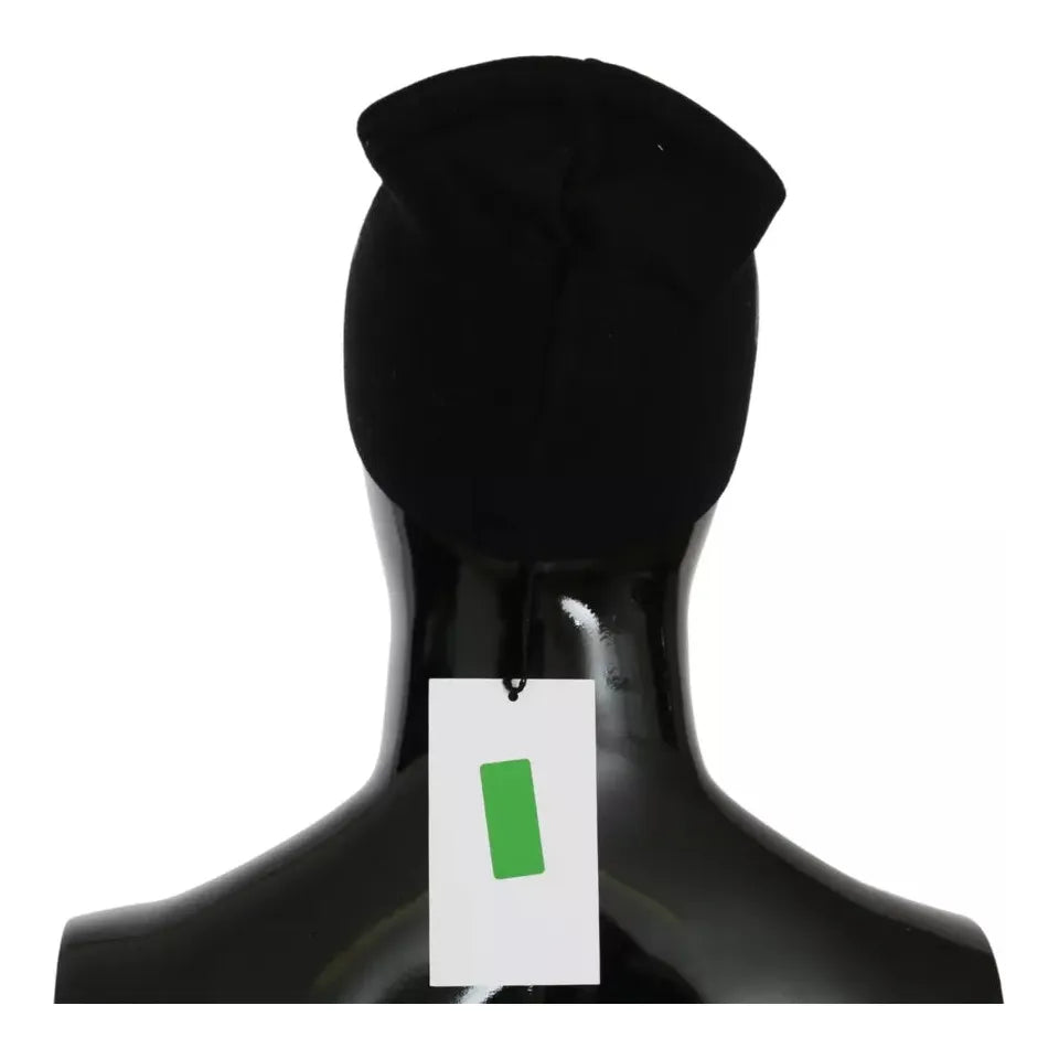 Costume National Black Wool Blend Branded Beanie Hat Costume National Black