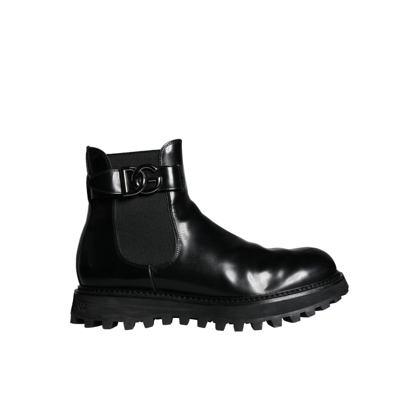 Dolce & Gabbana Black Belted DG Logo Men Chelsea Boots Shoes