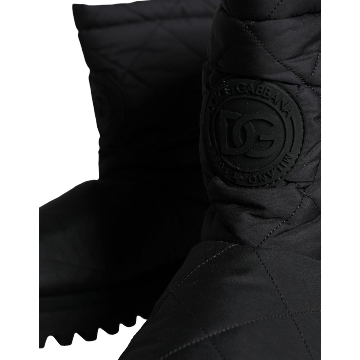 Dolce & Gabbana Black Nylon Padded Mid Calf Men Boots Shoes