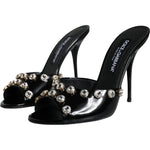 Dolce & Gabbana Black Crystal Heels Keira Sandals Shoes LA11298-39
