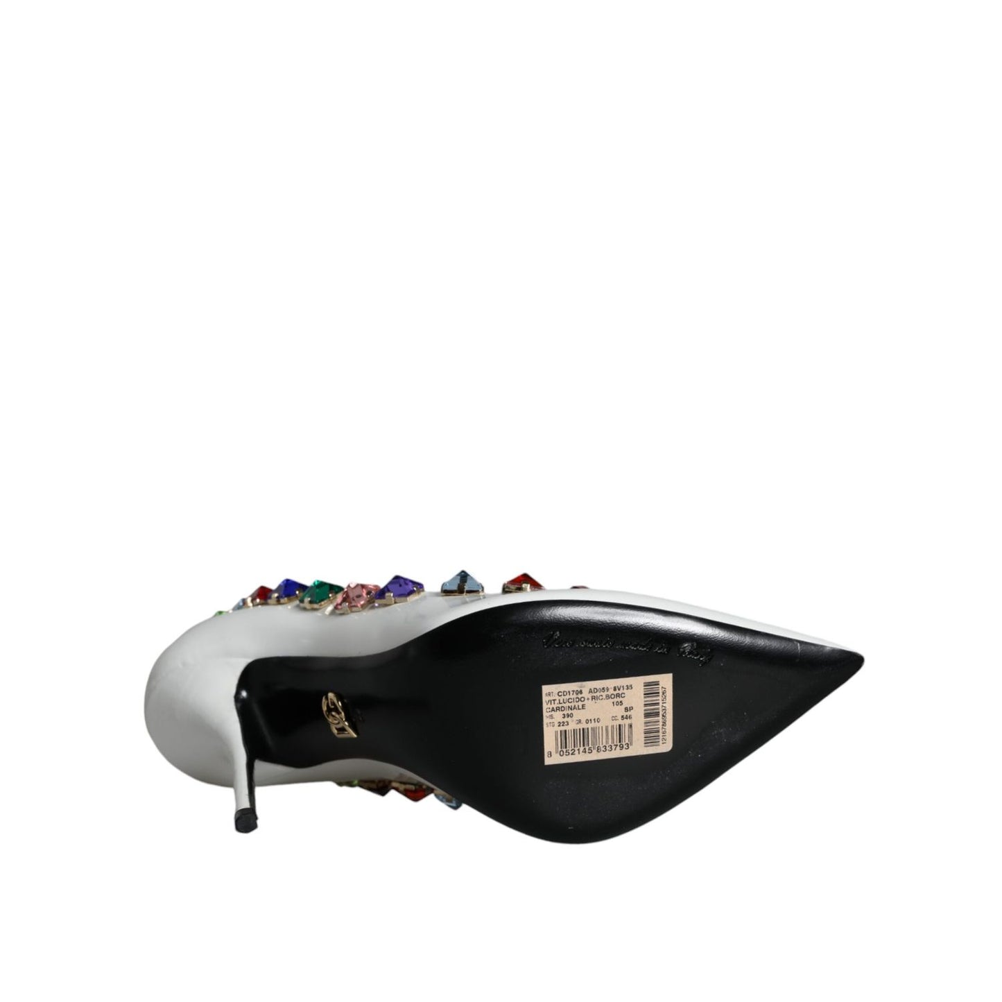 Dolce & Gabbana White Crystals Leather High Heels Pumps Shoes