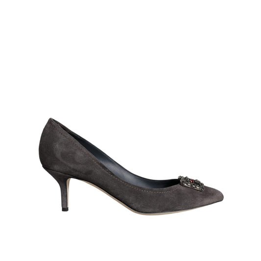 Dolce & Gabbana Gray Amore Suede Bellucci Heels Pumps Shoes