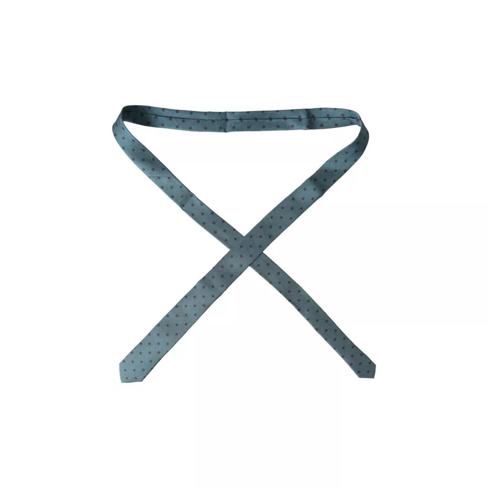 ربطة عنق رجالية من دولتشي آند غابانا من الحرير قابلة للتعديل بنقاط سوداء وأخضر