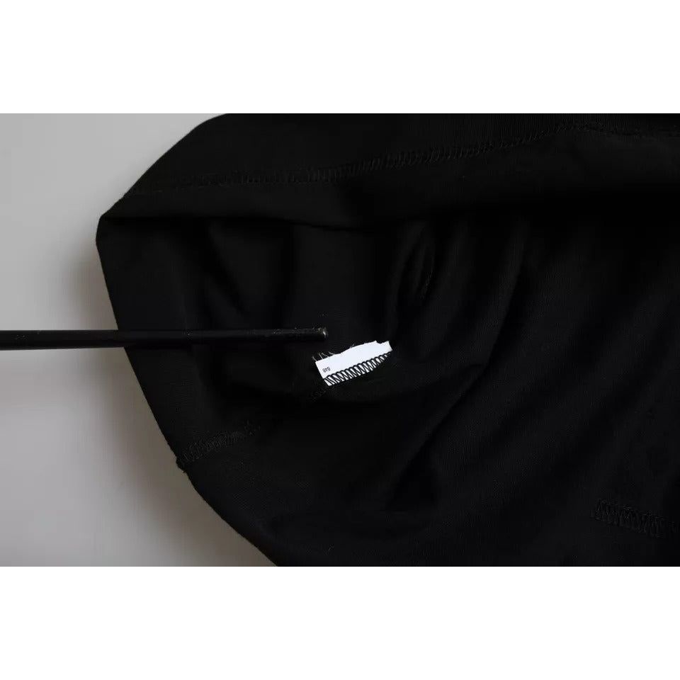 تي شيرت Dolce &amp; Gabbana من القطن المنقوش بشعار أسود ورقبة دائرية