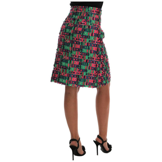 Dolce & Gabbana Elegant Jacquard High Waist Pencil Skirt Dolce & Gabbana Dark Slate Gray