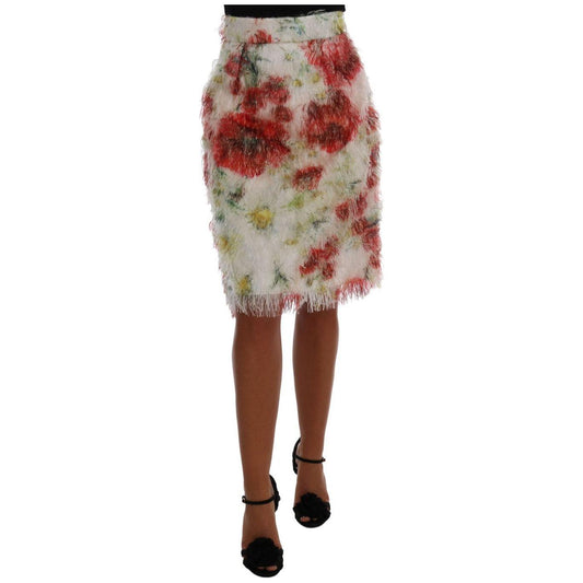 Dolce & Gabbana Elegant Floral High-Waist Pencil Skirt Dolce & Gabbana Dim Gray