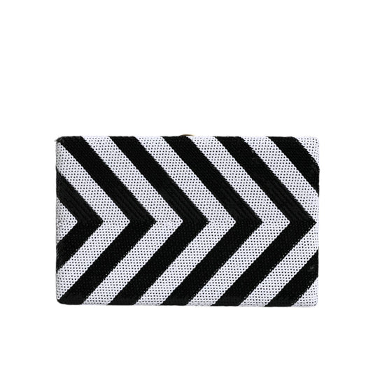Dolce & Gabbana Black White Gold Frame Clutch Evening Party Purse Bag BAG1544