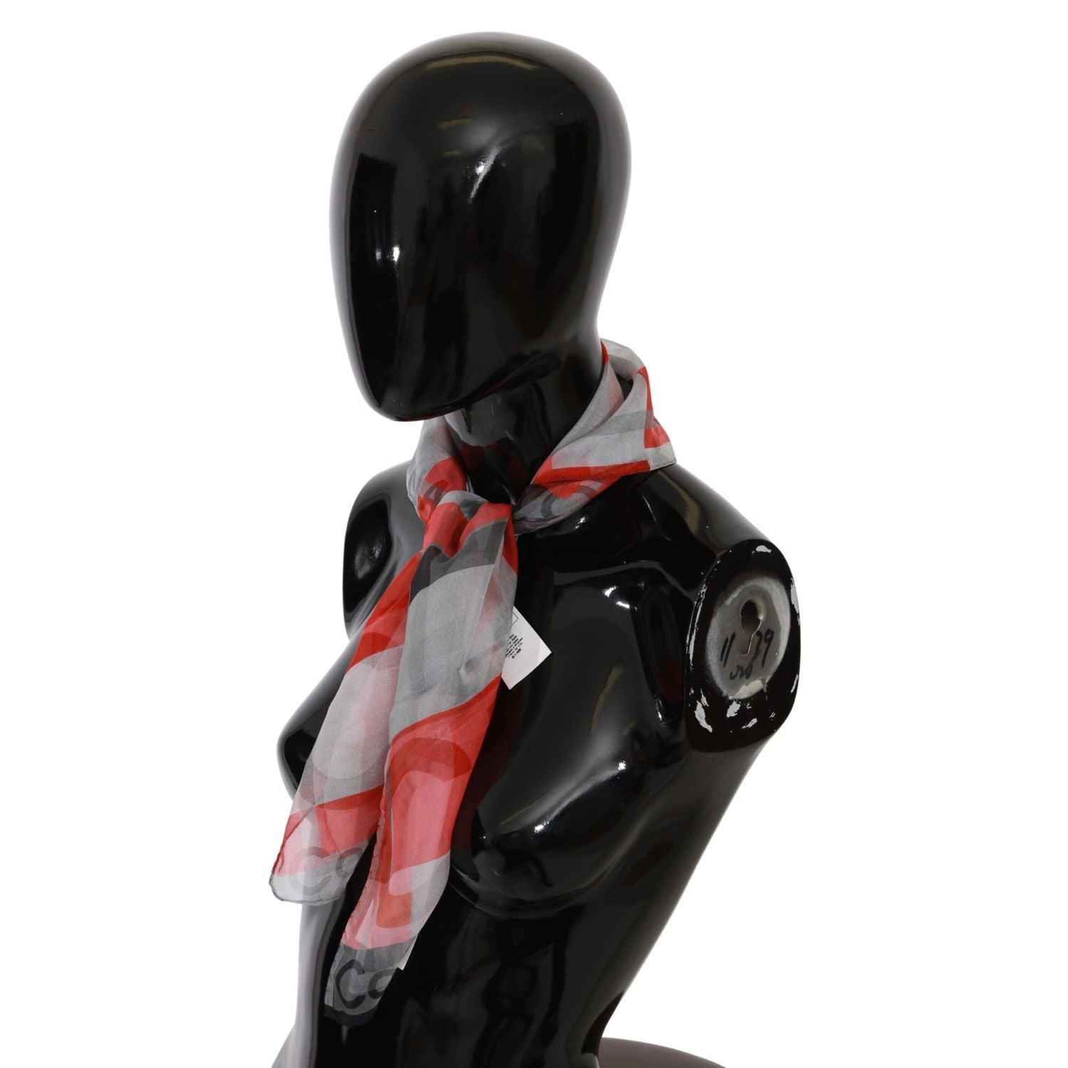 وشاح ماركة كوستيوم ناشيونال رمادي أحمر 100% حرير