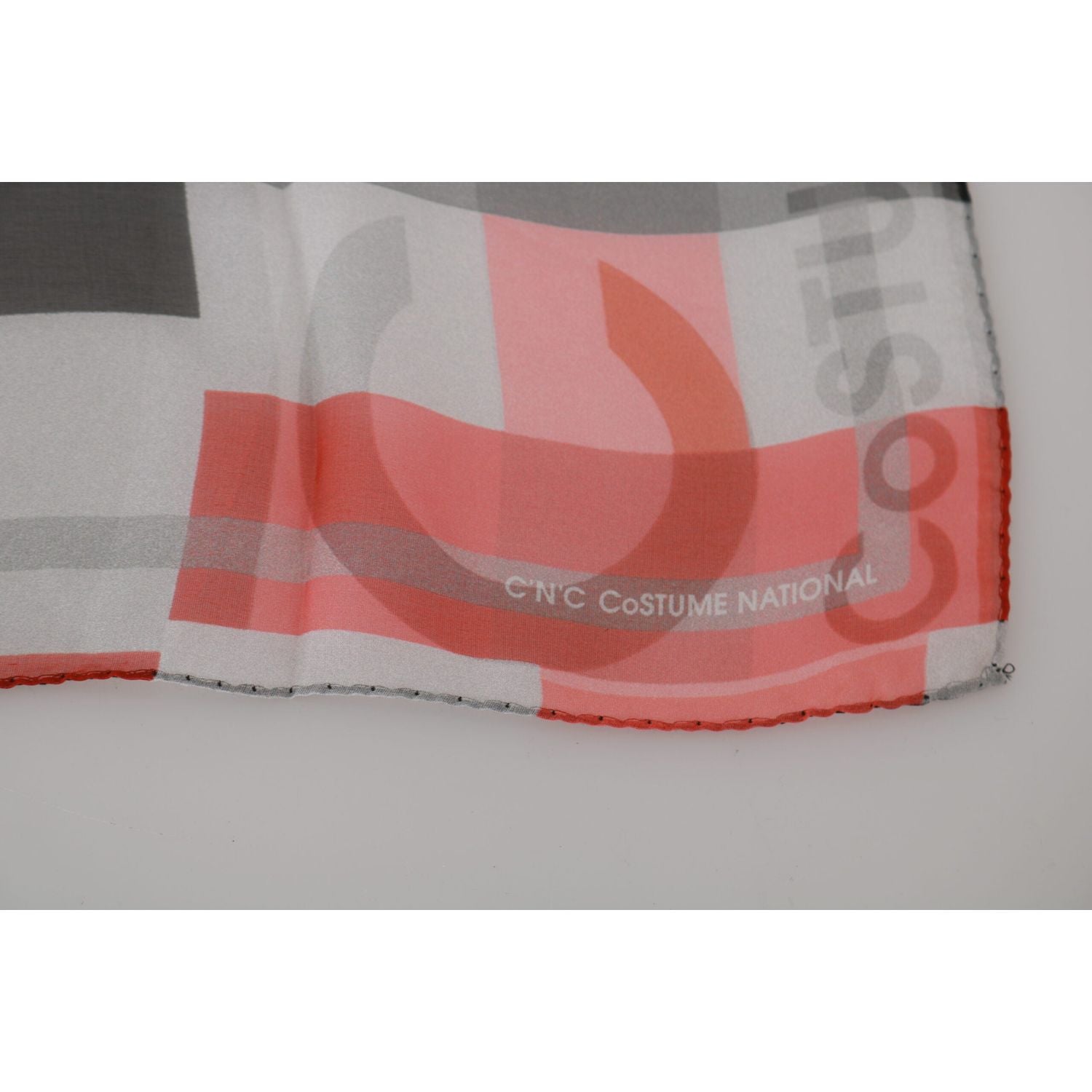 وشاح ماركة كوستيوم ناشيونال رمادي أحمر 100% حرير