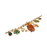 Dolce & Gabbana Gold Tone Brass Chain Pineapple Crystal Musical Necklace SMY10369