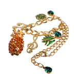 Dolce & Gabbana Gold Tone Brass Chain Pineapple Crystal Musical Necklace SMY10369