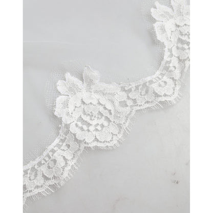 Dolce & Gabbana White Floral Lace Nylon Floor Length Wedding Veil